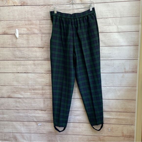 VINTAGE COUNTERPARTS STIRRUP PANTS IN GREEN AND BLUE PLAID‎ - Picture 5 of 6